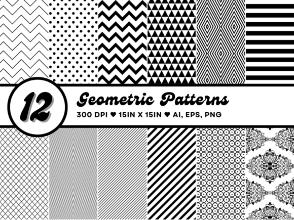 12 Geometric Seamless Patterns