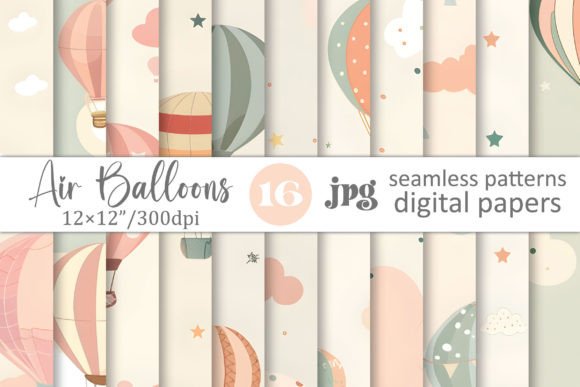Air Balloons Seamless Patterns Digital: Elevate Your Craft Projects with Instant Creativity
