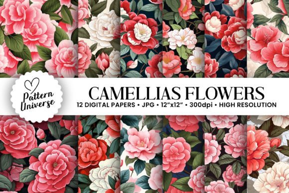 Camellia Flowers Seamless Patterns for Creative Projects
