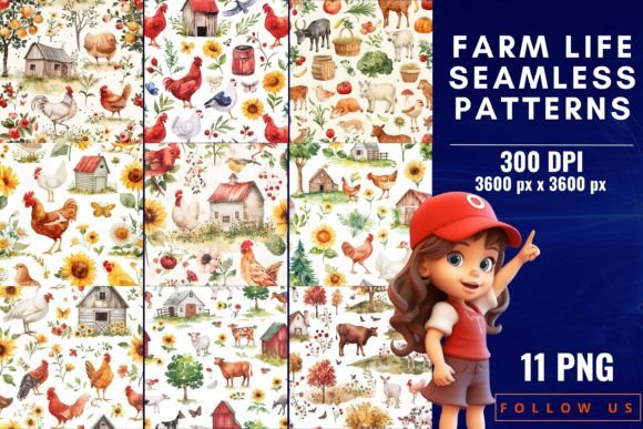 Farm Life Seamless Patterns: Elevate Your Designs with Rustic Elegance