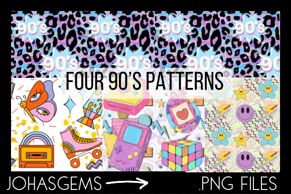 Four Seamless 90's Inspired Patterns