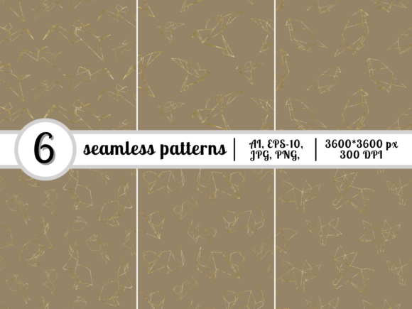 Gold Origami Geometric Patterns for Modern Design