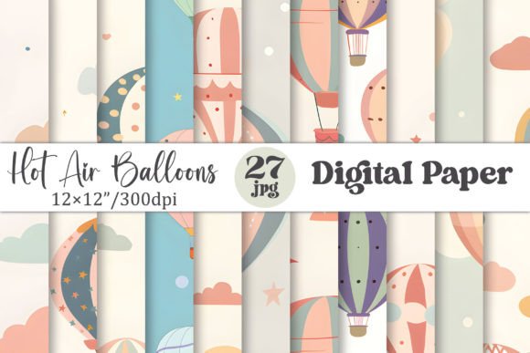 Hot Air Balloons Seamless Patterns for Creative Projects