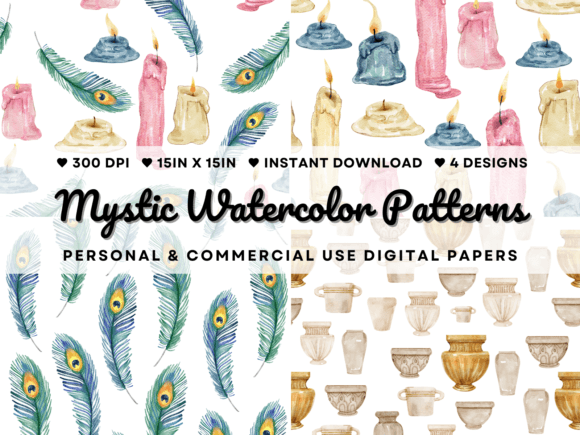 Mystic Watercolor Patterns: Elevating Creativity with Eastern Inspired Design