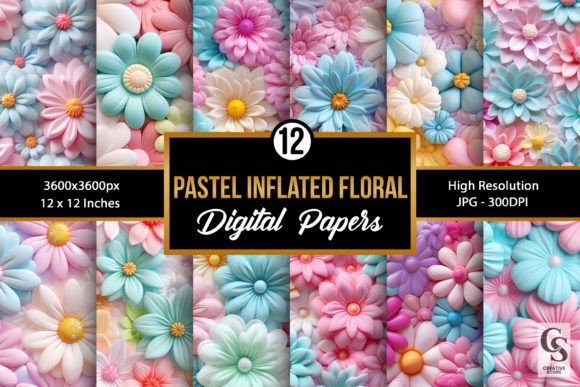 Pastel 3D Inflated Flower Patterns