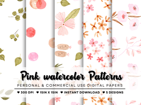 Pink Princess Patterns Watercolor Set