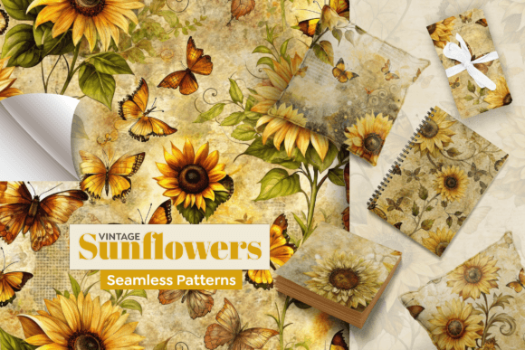 Sunflowers Butterflies Patterns