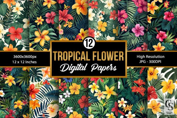 Tropical Wildflowers Seamless Patterns for Creatives