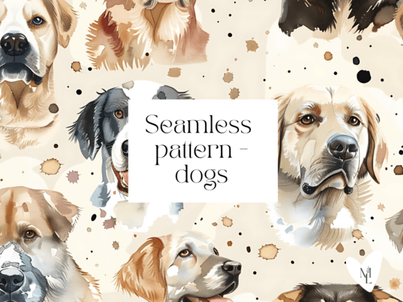 Watercolor Dogs Seamless Patterns