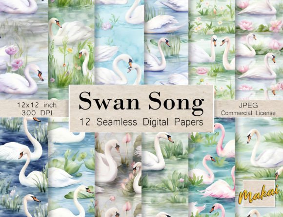 Watercolor Swan Seamless Patterns: A Graceful Addition to Your Design Projects
